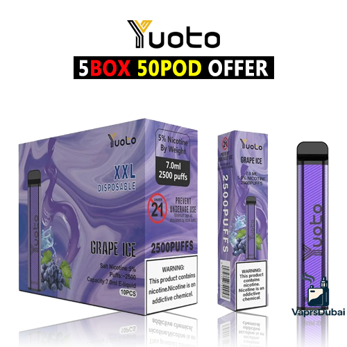 Yuoto XXL 2500 Puffs Disposable Vape 5 Boxes In UAE